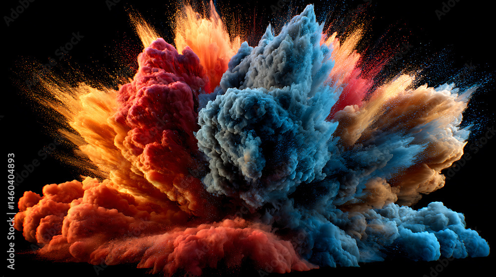 Poster realistic and colorful explosion effect isolated
