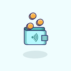 Vector illustration of a digital wallet representing mobile payment financial technology and secure online transactions Ideal for fintech apps e commerce banking and digital finance content Scalable a