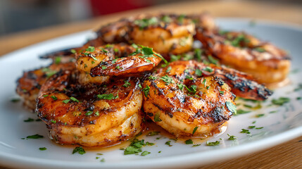 Grilled shrimp on a plate