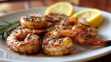 Grilled shrimp on a plate