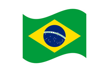 Flag of Brazil. Brazil wavy flag digital vector illustration. Fluttering flag.
