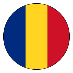 Fototapeta premium Flag of Romania. Black edge. Romania circle flag logo icon computer vector illustration design.