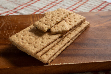 A view of a stack of graham crackers.