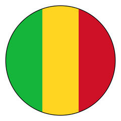 Fototapeta premium Flag of Mali. Black edge. Mali circle flag logo icon computer vector illustration design.