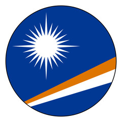 Fototapeta premium Flag of Marshall Islands. Black edge. Marshall Islands circle flag logo icon computer vector illustration design.
