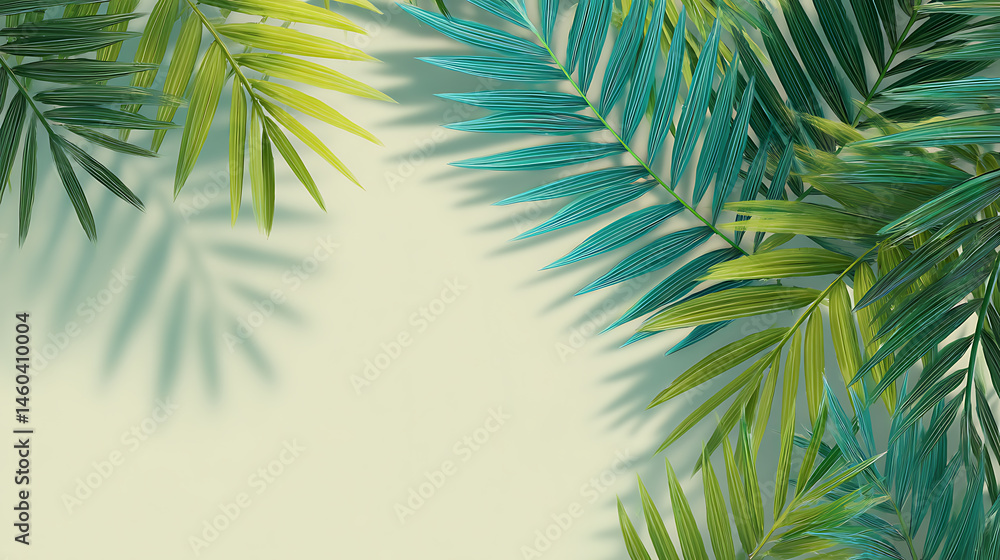 Poster palm leaves shadow frame background overlay effect
