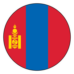 Naklejka premium Flag of Mongolia. Black edge. Mongolia circle flag logo icon computer vector illustration design.