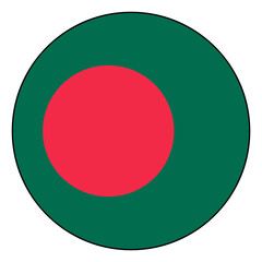 Flag of Bangladesh. Black edge. Bangladesh circle flag logo icon computer vector illustration design.