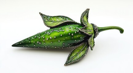 Obraz premium Detailed green pepper brooch