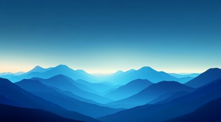 Obraz premium Vast mountain range bathed in a soft, blue twilight