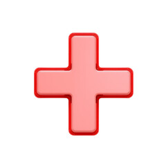 Obraz premium Red medical cross symbol on transparent background.