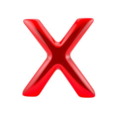 Stylized red letter X on a transparent background.