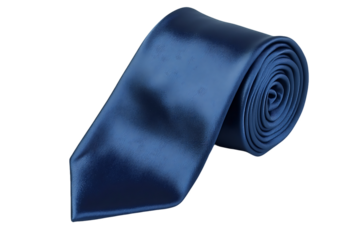 Rolled Solid Dark Blue Satin Necktie, Men's Fashion Accessory