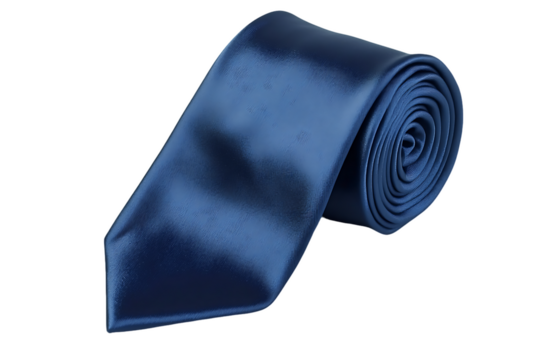 Rolled Solid Dark Blue Satin Necktie, Men's Fashion Accessory