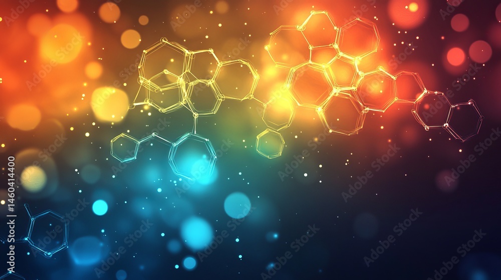 Poster abstract hexagon network digital art background design illustration blue glow dark data mesh dots