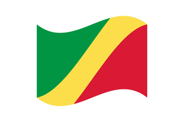 Flag of Congo. Congo wavy flag digital vector illustration. Fluttering flag.