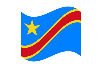 Flag of Congo Democratic. Congo Democratic wavy flag digital vector illustration.