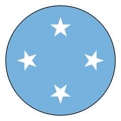 Obraz premium Flag of Federated States of Micronesia. Black edge. Micronesia circle flag logo icon computer vector illustration design.