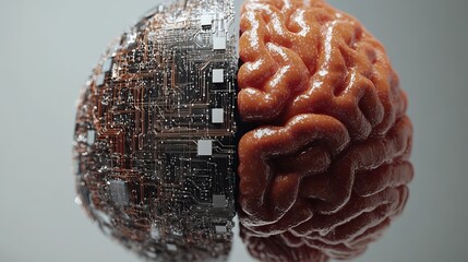 Human brain circuitry digital technology artificial intelligence concept 3d mind data model chips