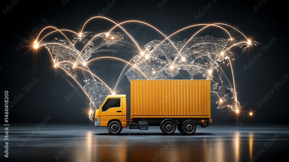 Aufkleber logistics international delivery concept, world map with logistic network distribution on background