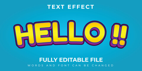 Hello Text Effect With Blue Background Design
