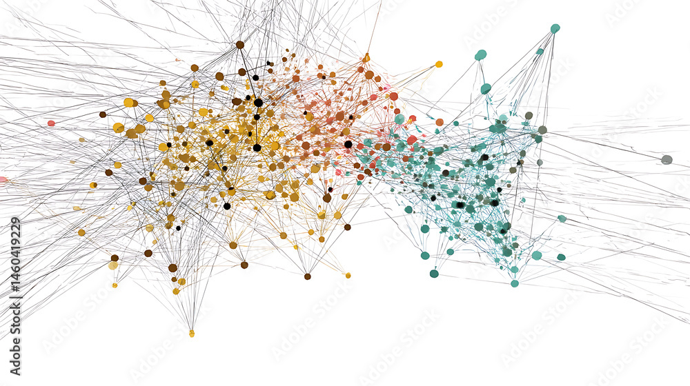Poster dynamic network graph visualizing connections in fraud detection analysis