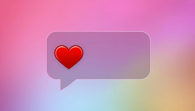 Red heart icon in a new message bubble, representing friend requests or notifications,  network,  chat