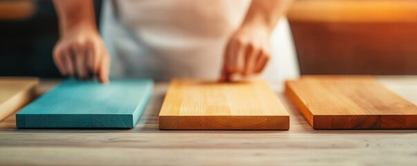 Professional chef demonstrates culinary techniques using color-coded chopping boards in a modern kitchen environment