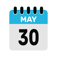 may 30 calendar icon reminder Vector page month design Illustration