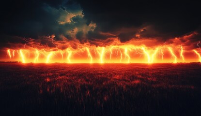 Fiery storm over a field