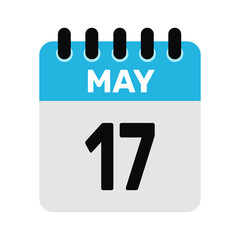 may 17 calendar icon reminder Vector page month design Illustration