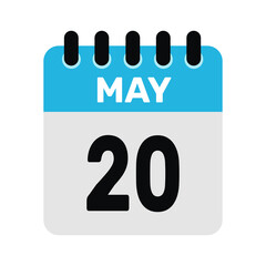 may 20 calendar icon reminder Vector page month design Illustration