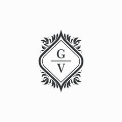 GV Initials Wedding Logo Vector Art  Icons  and Graphics