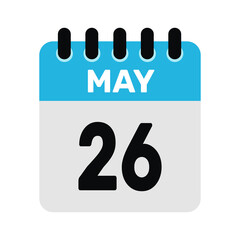 may 26 calendar icon reminder Vector page month design Illustration