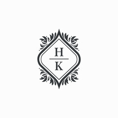 HK Initials Wedding Logo Vector Art  Icons  and Graphics