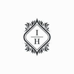 IH Initials Wedding Logo Vector Art  Icons  and Graphics