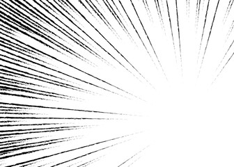 Obraz premium 集中線の背景、漫画表現、フレーム、手書き風の線