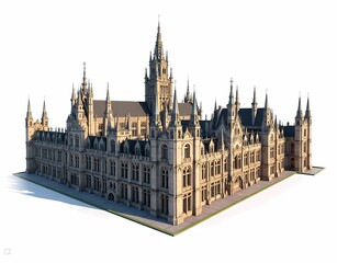 Obraz premium illustration of university building design with American style architecture isolated on white background. Generate AI