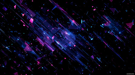 Obraz premium Cyberpunk reverie, sci, fi inspired abstract with blue and purple neon light shapes on a black background