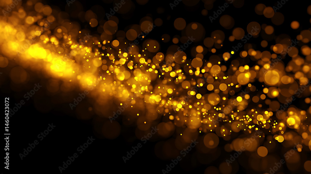Poster Yellow glow particle abstract bokeh background