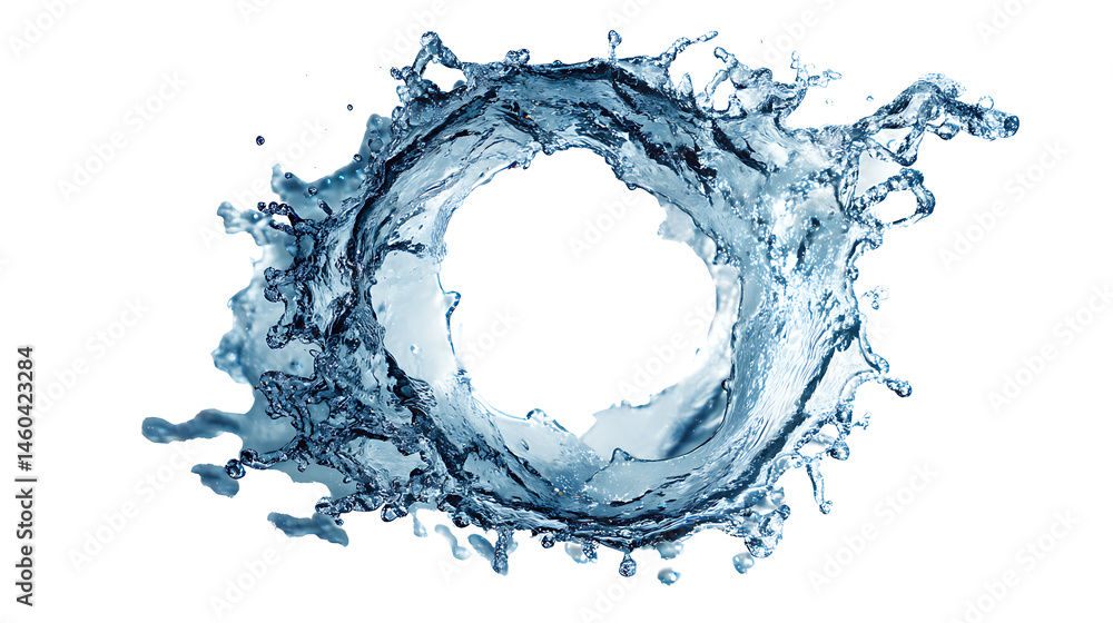 Poster water splash in circle shape isolated
