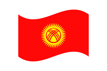 Flag of Kyrgyzstan. Kyrgyzstan wavy flag digital vector illustration.