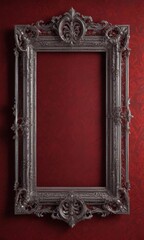 Intricate silver frames against deep red damask ,  damask,  intricate