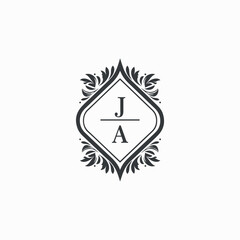 JA Initials Wedding Logo Vector Art  Icons  and Graphics