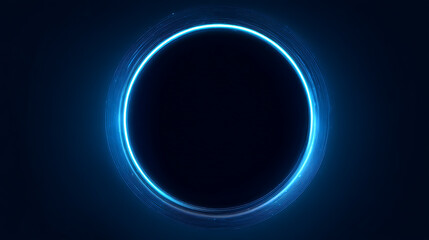 Obraz premium Neon blue color geometric circle on dark background