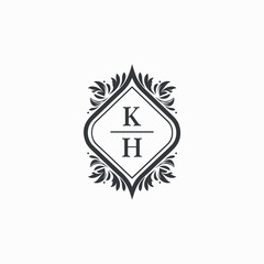 KH Initials Wedding Logo Vector Art  Icons  and Graphics