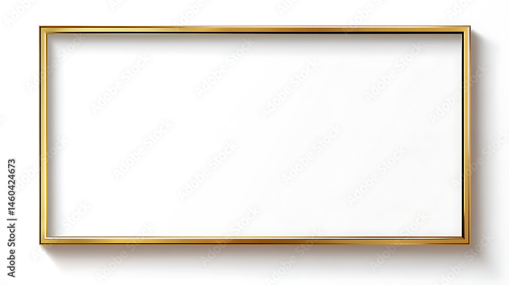 Poster Minimalist rectangular gold frame on a white background