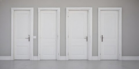 Clean white doors, open & closed, various states,  space, doors