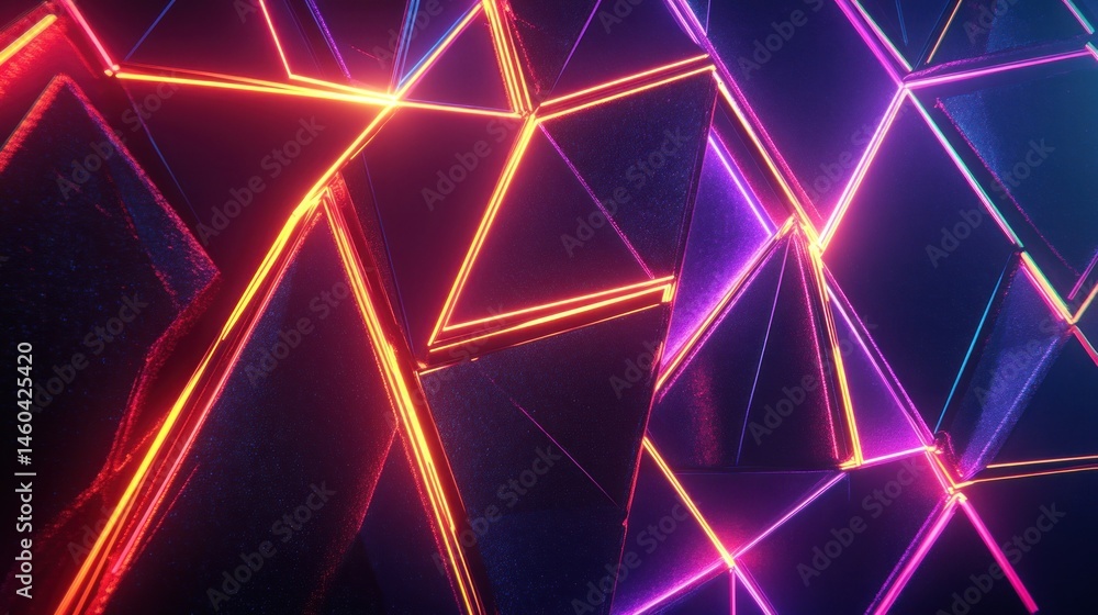 Aufkleber vibrant triangular structure illuminated by neon glow in digital space