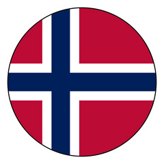 Obraz premium Flag of Norway. Black edge. Norway circle flag logo icon computer vector illustration design.